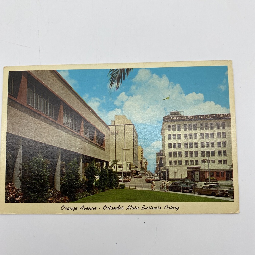 Vintageโ Orlando FL Postcard Orange Avenue Main Business Artery Posted, 1963